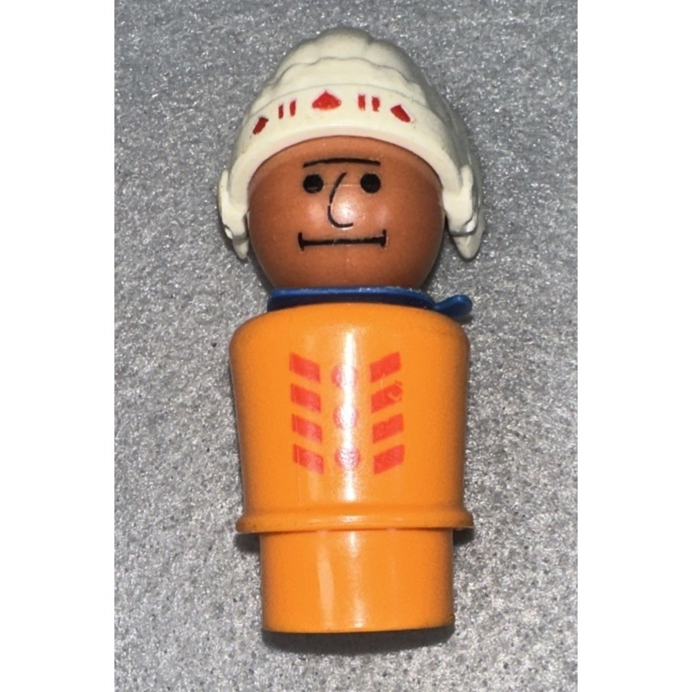 Vintage Fisher Price Little People Orange Western Indian Chief Native American